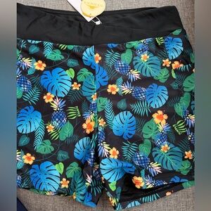 Tournesol NWT Tropical Print Women's Swim Shorts UPF 50+ Size XL Beach Pool